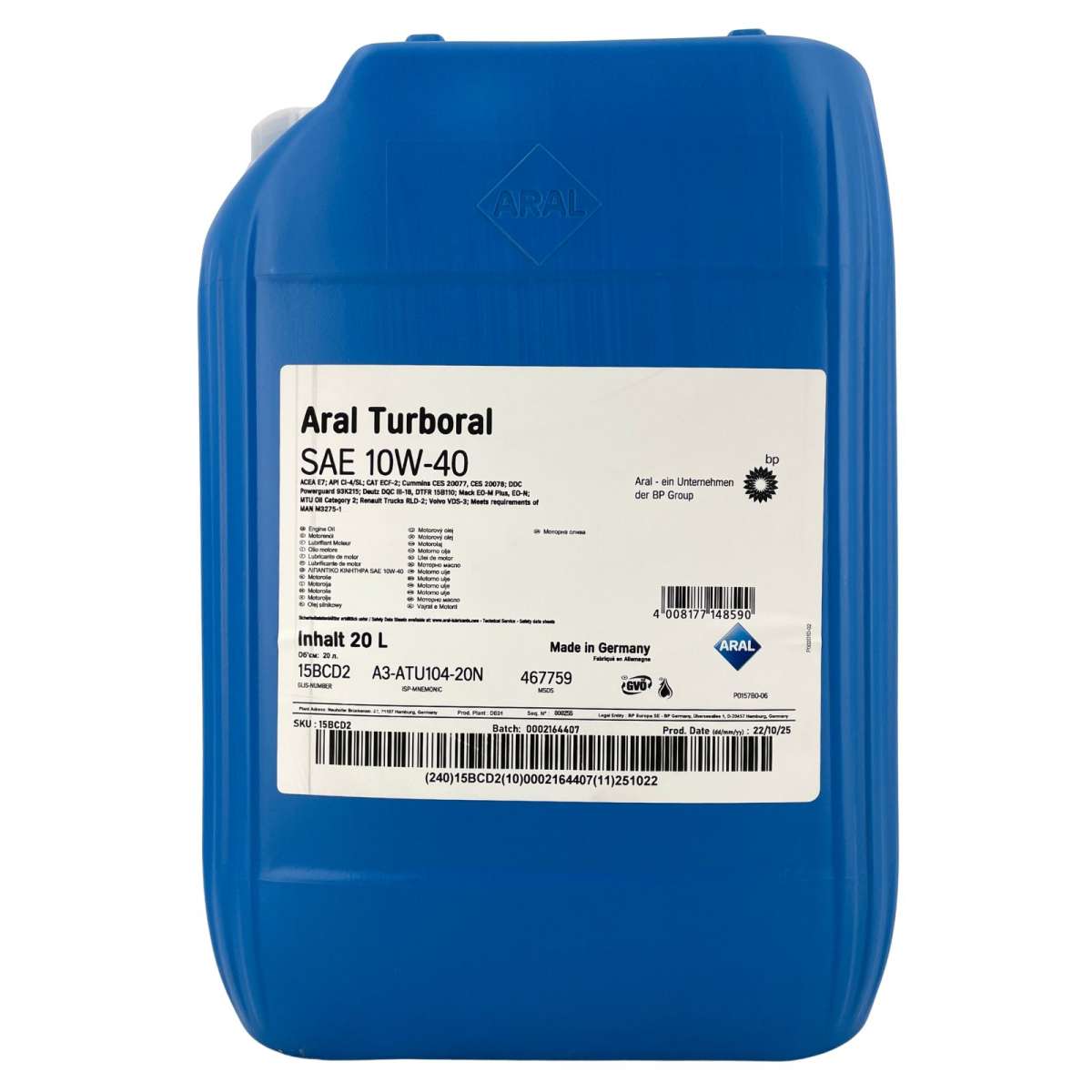 Aral Turboral 10W-40 – Olio motore – 5 L / 20 L