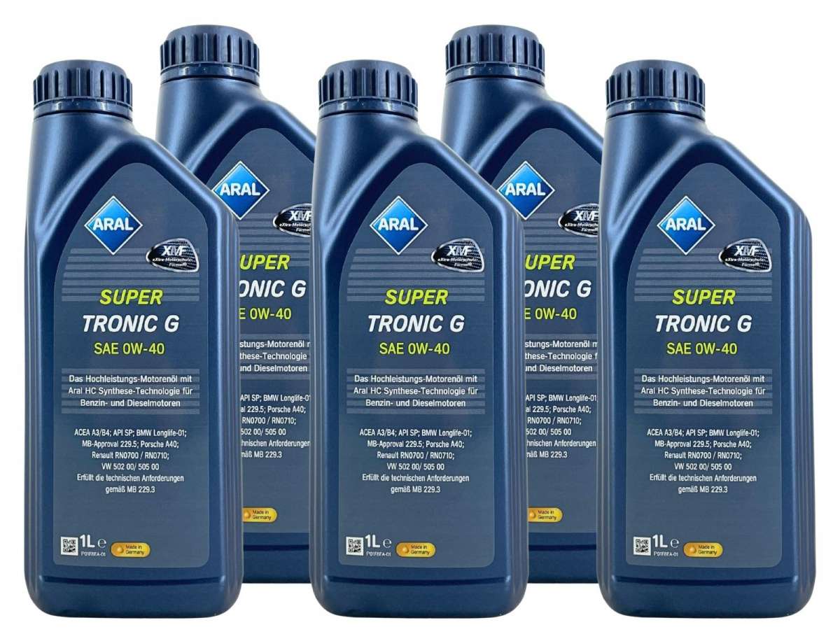Aral SuperTronic G 0W-40 – Olio motore – Multipack 5 × 1 L